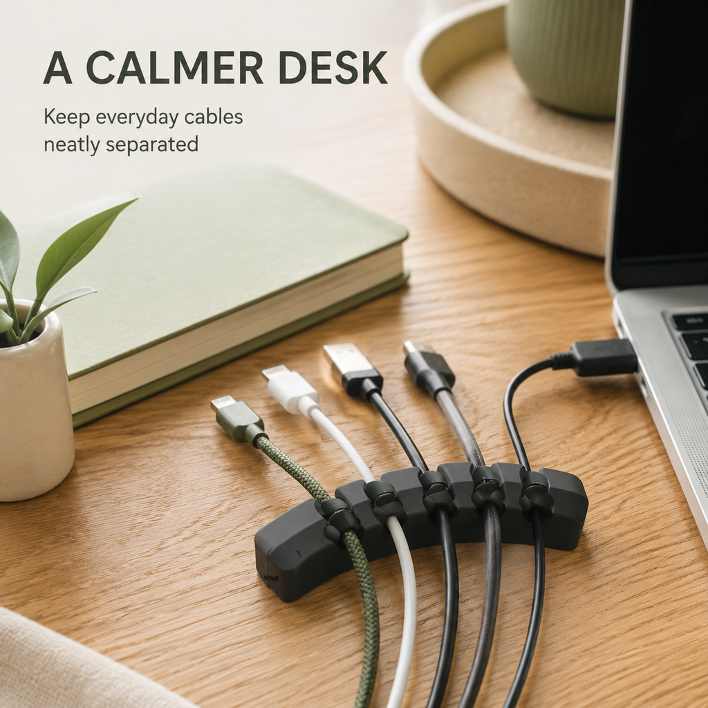 CarryGrid Five-Slot Desktop Cable Organizer