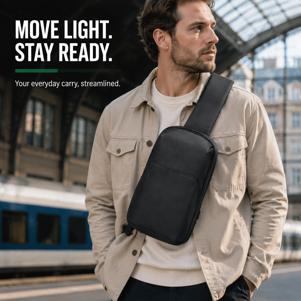 CarryGrid Secure Sling – Compact Crossbody Bag for Everyday Travel