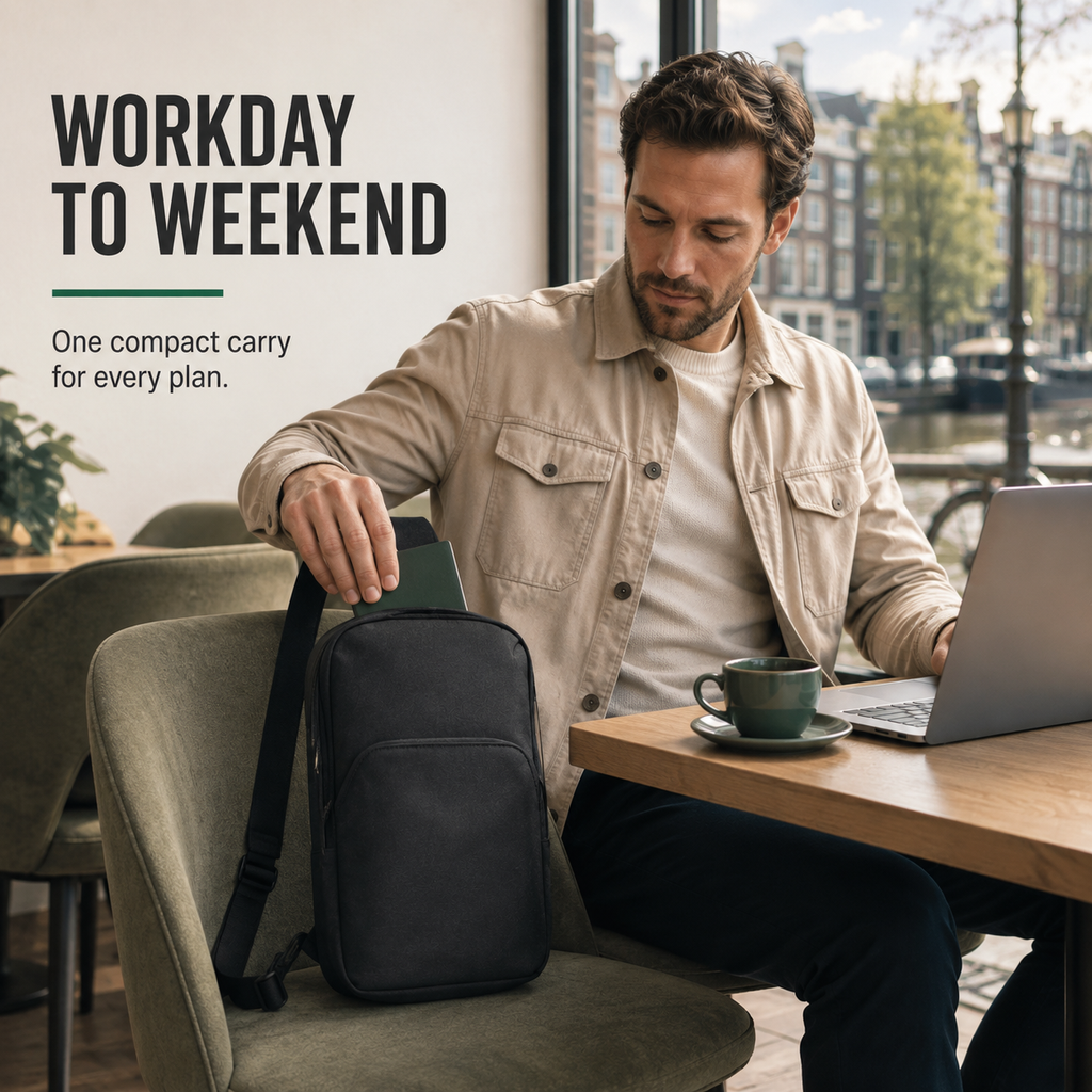 CarryGrid Secure Sling – Compact Crossbody Bag for Everyday Travel