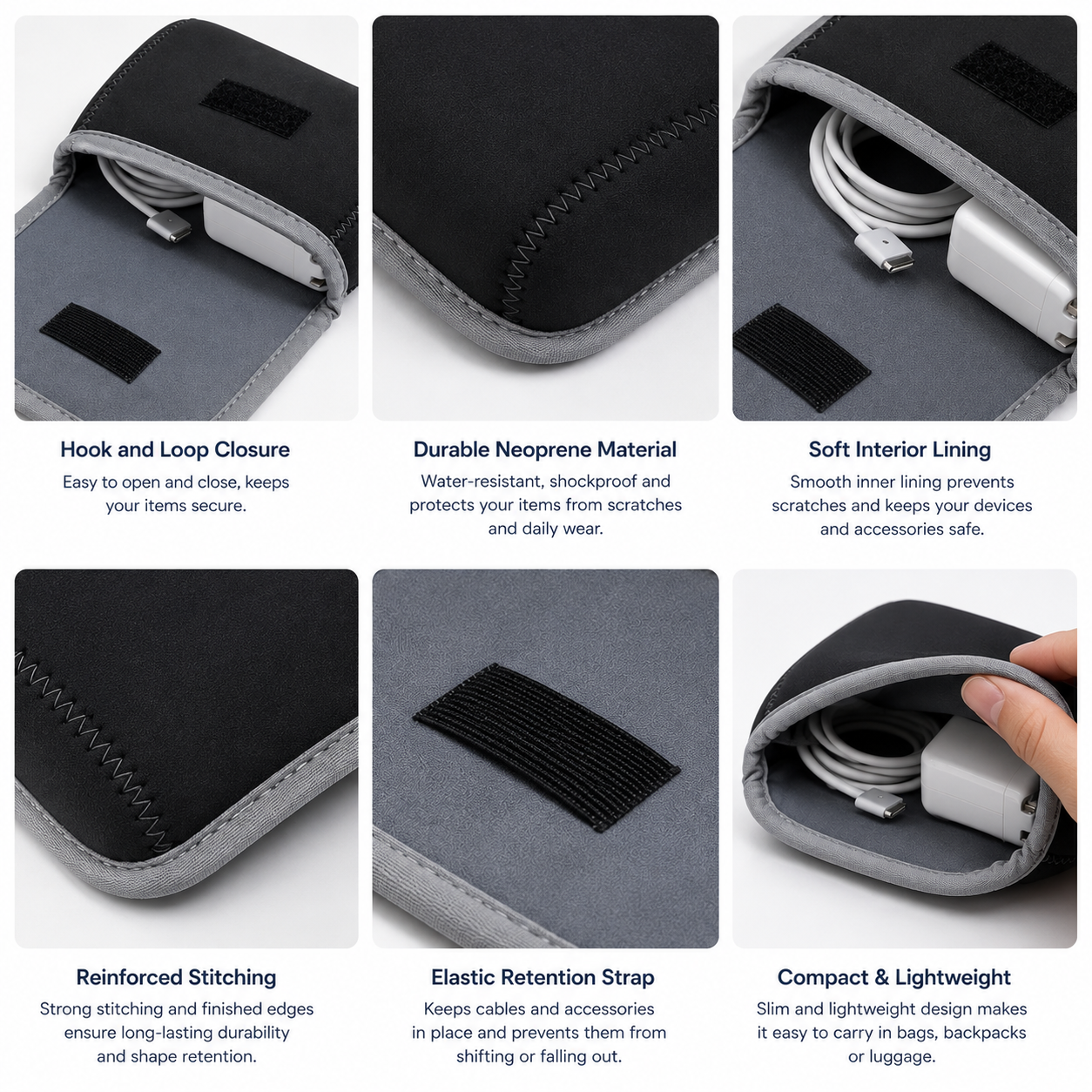 CarryGrid Tech Pouch Mini – Compact Cable & Charger Organizer
