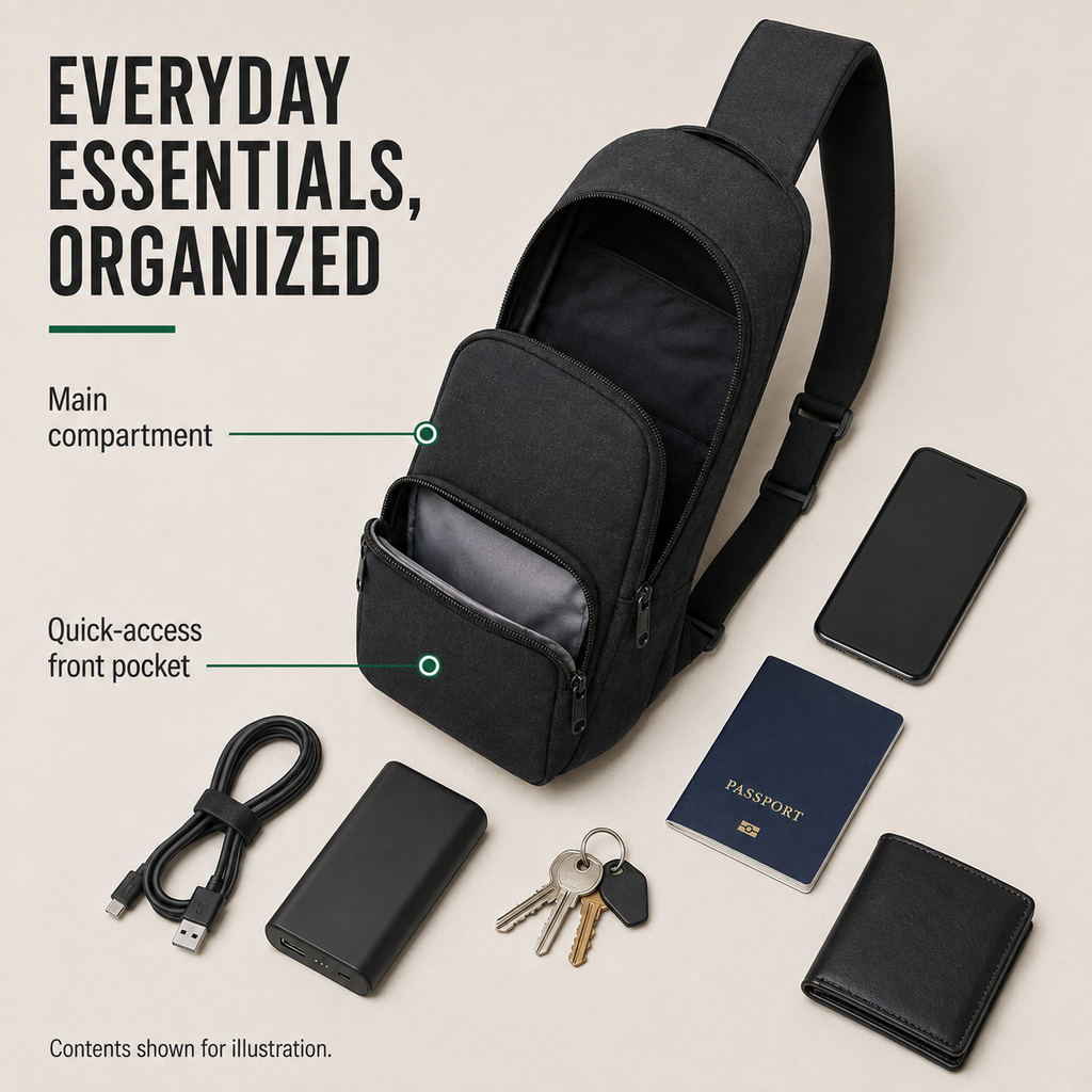 CarryGrid Secure Sling – Compact Crossbody Bag for Everyday Travel