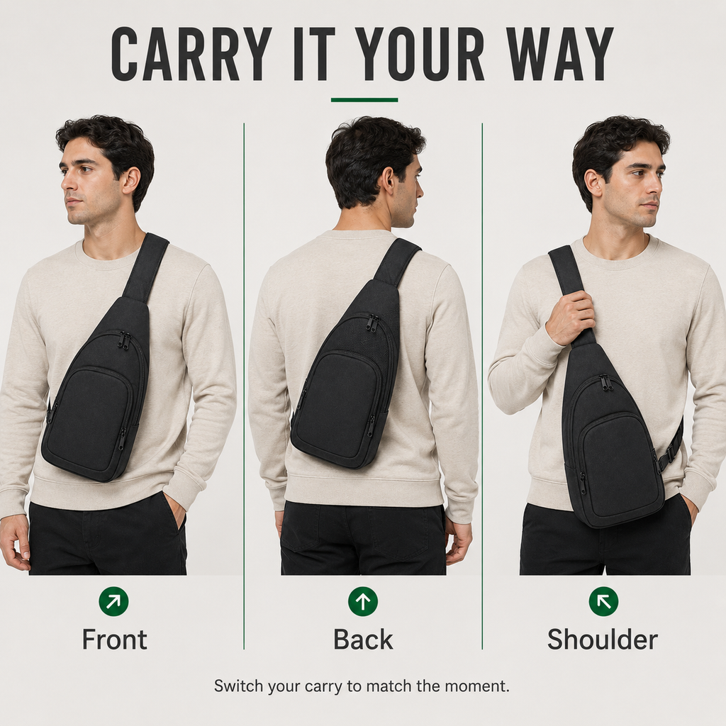 CarryGrid Secure Sling – Compact Crossbody Bag for Everyday Travel